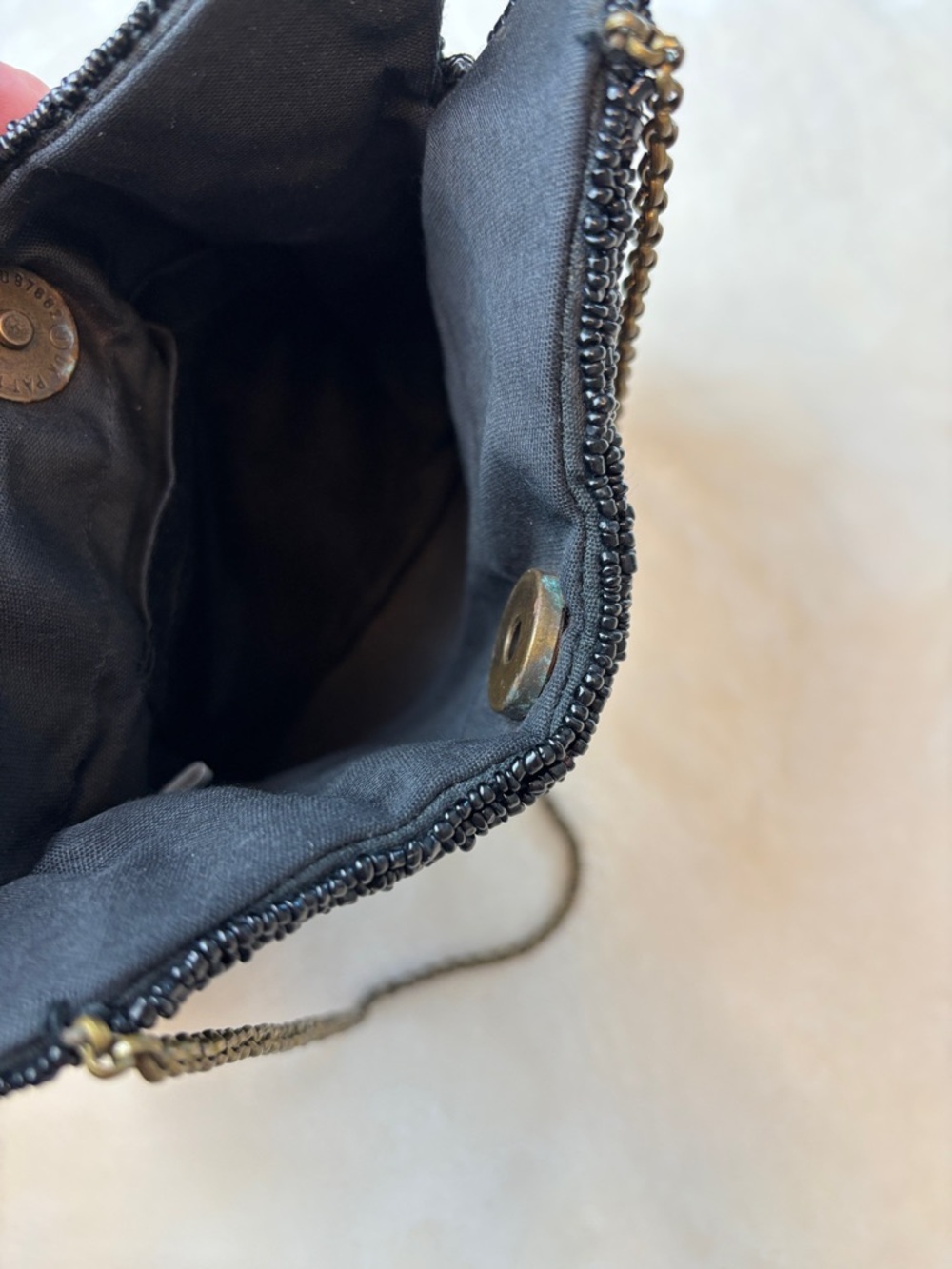 Vintage Black Beaded Evening Handbag - Fabulous w/Chain - Picture 12 of 13